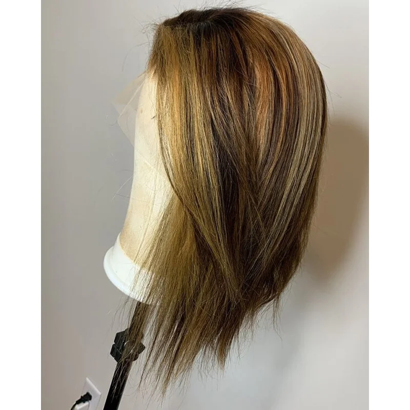 Short Ash Brown Blonde Lace Front Wigs Bob Ombre Blonde  Hair Wigs