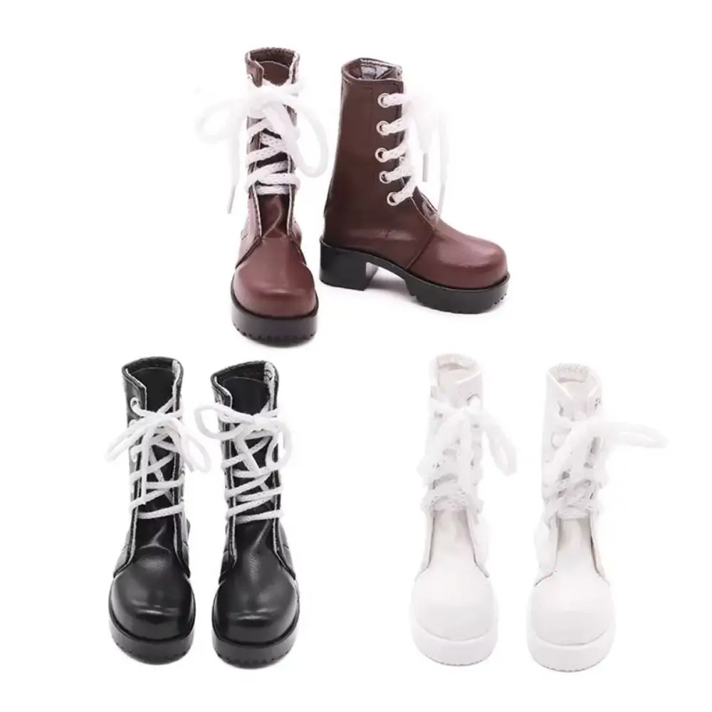 Bottes de poupée rétro marron pour filles, chaussures en cuir décontractées, chaussures de poupée de 60cm, Mini chaussures faites à la main, bottes longues, 1/3 BJD