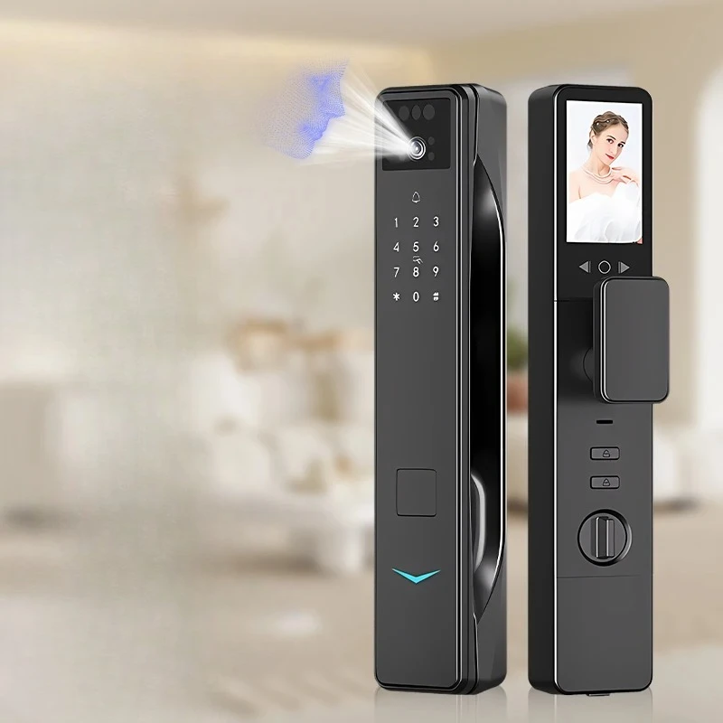 

Smart Door Lock with Cat Eye Remote Video Card Unlocked Home Connect Wifi App Fingerprint Gate Digital 3D