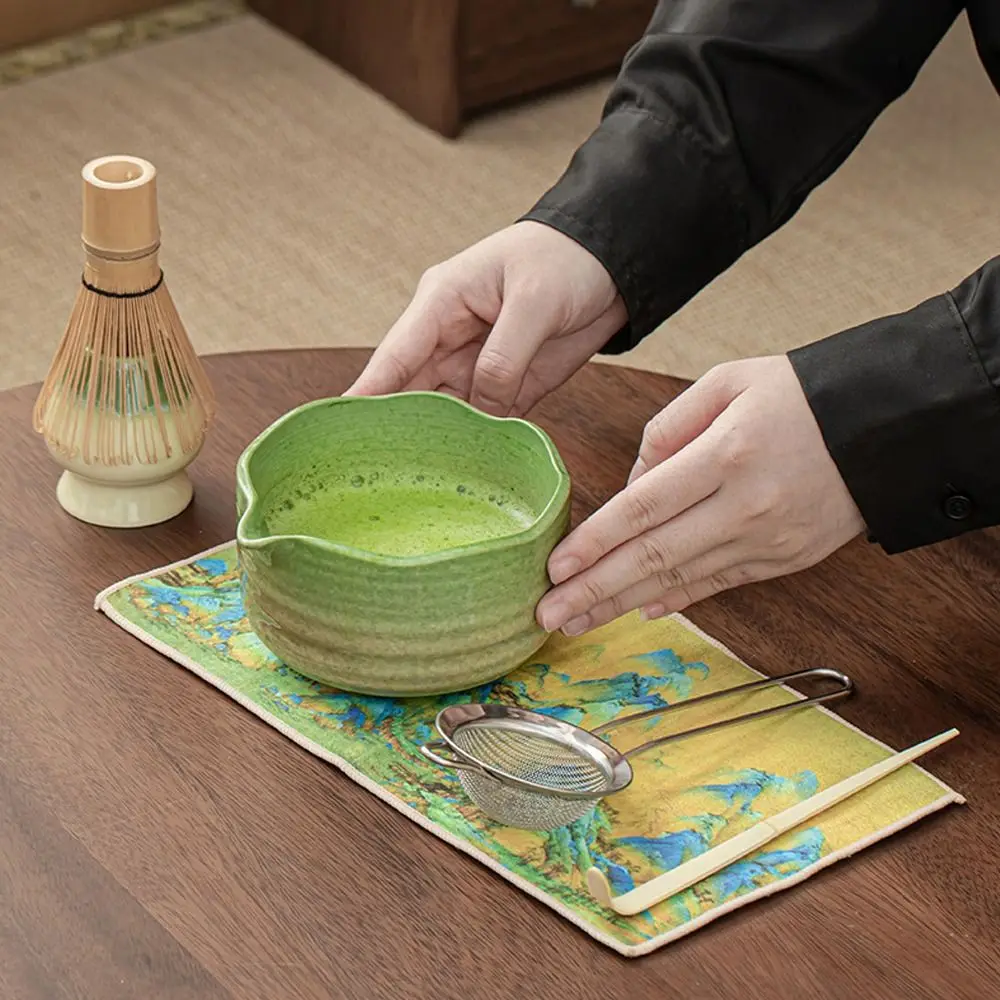

4PCS Stirring Bamboo Ceramic Japanese Matcha Tea Set Food Grade Safe Matcha Stirring Brush Reusable Green Tea Whisk