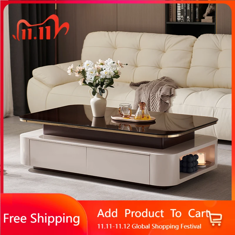 

Современный журнальный столик для гостиной, скандинавское дерево, роскошный простой журнальный столик для хранения, ящики, эстетичная вспомогательная мебель для дома Mesa