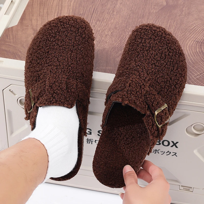 New Fashion Women's Flat Slippers 2025 Autumn/Winter Warm Cotton Shoes Anti Slip Outdoor Large Size Slippers for Men and Women