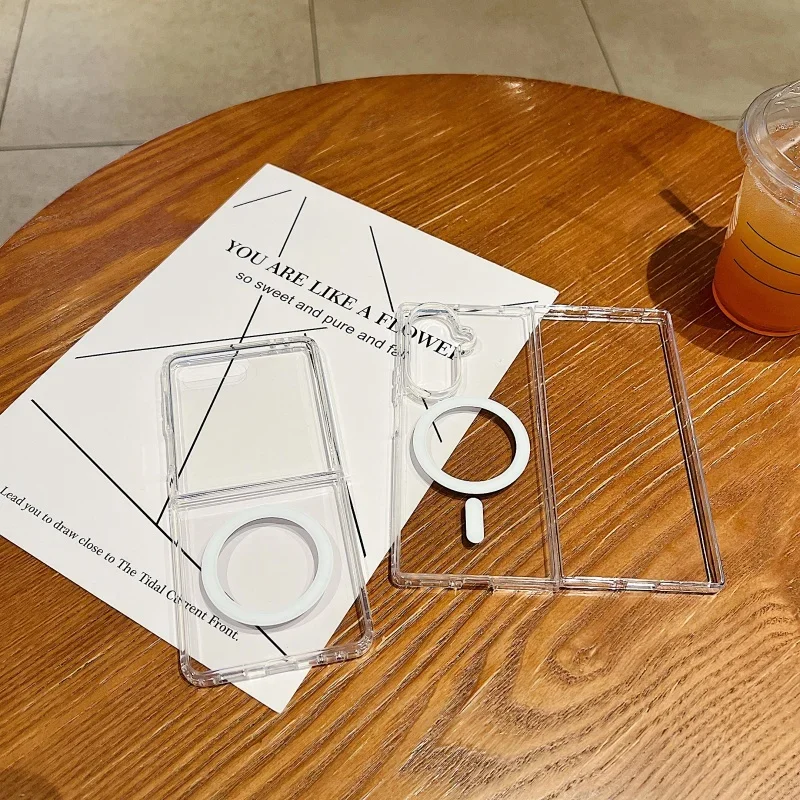 Trasparente per Magsafe Magnete Custodia per telefono con ricarica wireless per Samsung originale Z Fold 7 6 5 4 3 Flip 7 6 5 4 Cover posteriore in acrilico