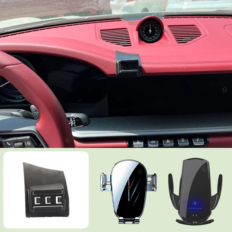 

Car Mobile Phone Holder For Porsche 911 2019-2023 Car Special Bracket Base Mobile Support Wireless Charging Bracket Accessories