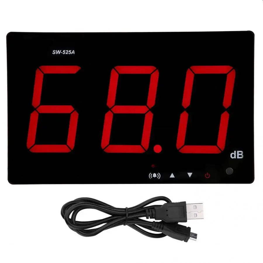 Sound Level Tester Wall Mounted LCD Display Digital Sound Level Meter USB 30-130dB SW-525A Noise Decibel Monitoring Testers