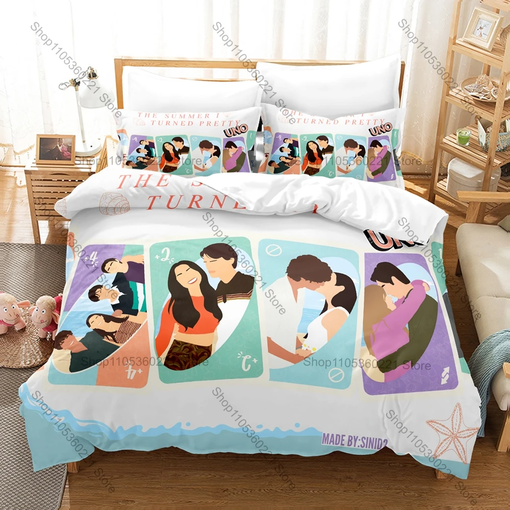 Cool The Summer I Turned Pretty TV Series 3PCS Bedding Set Duvet Cover+2 Pillowcases Bed Linens For Drama Fans Bedroom Decor Gif
