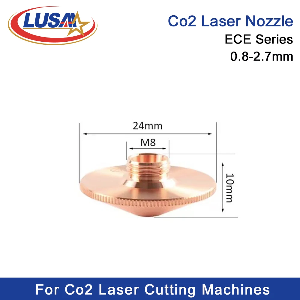 Сопла лазерные LUSAI серии ECE D24H10M8 диаметром 0,8-2,7 мм для станков для лазерной резки TR Co2, керамическая насадка 260432, 10 шт./партия