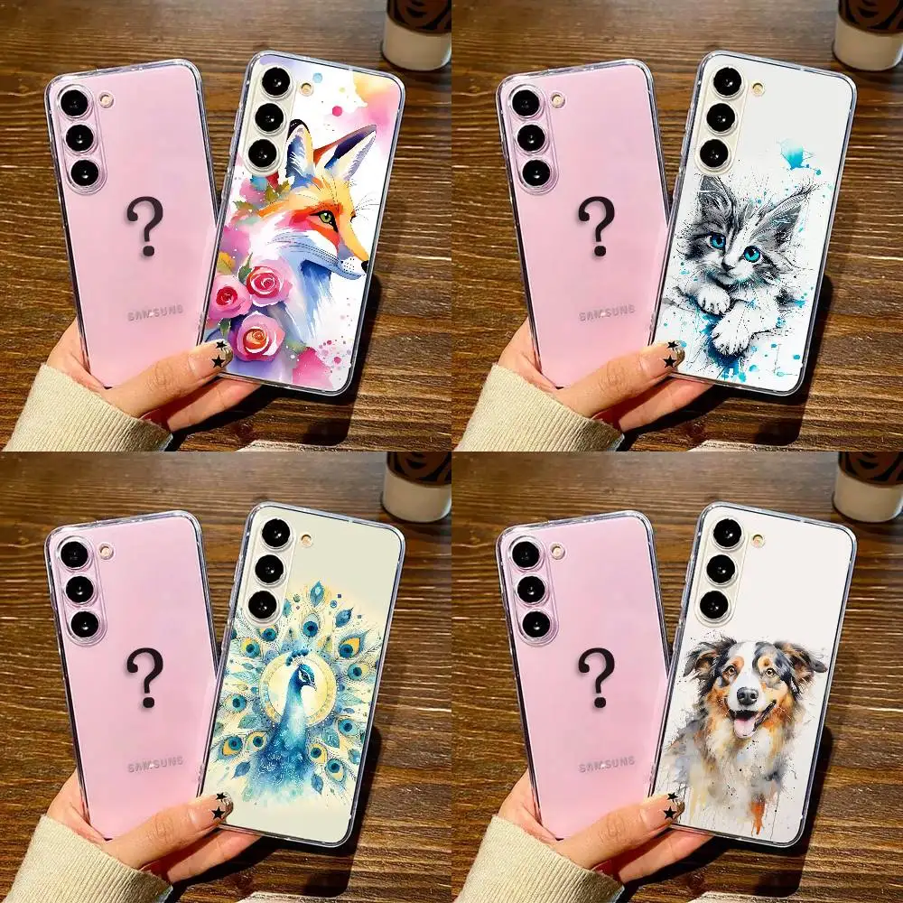 

YNDFCNB Animal painting Phone Case For SamsungS25,24,21,22,23,30,Ultra,20,Plus,Fe,Lite,Note,10,9,5G Transparent Cover