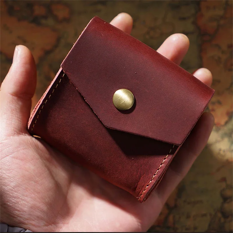 

Stock Customized Genuine Leather Headphone Storage Key Case Bag Retro Key Wallets Crazy Horse Full Grain Coin Purse