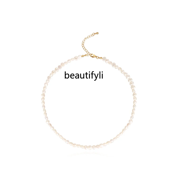 

Natural freshwater rice pearl necklace women's summer light luxury niche temperament collarbone chain