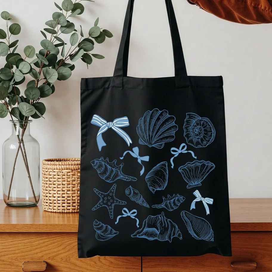 Bolso de mano de concha marina, bolso de mano de lona para playa, recuerdo de fiesta en la playa, bolso de mano costero para mujer, bolso de mano con vibraciones de verano, bolso de mano para piscina