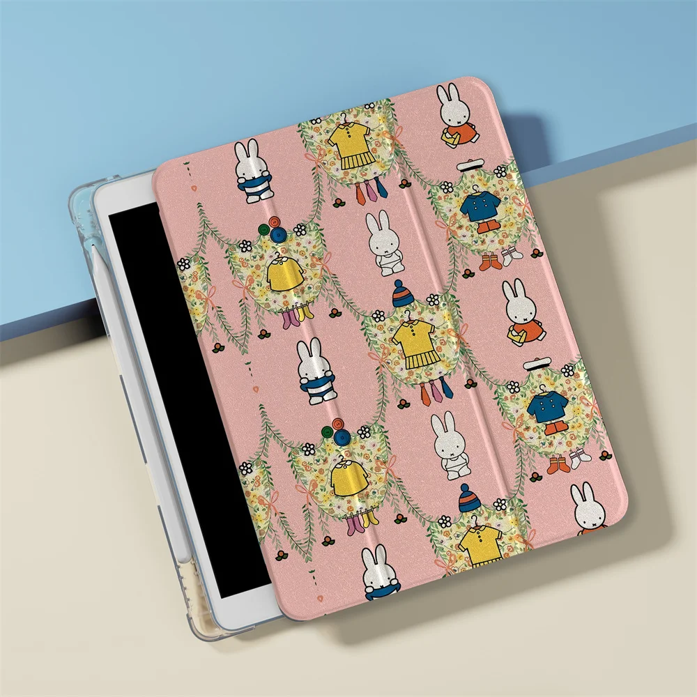 Capa protetora fofa rosa multi coelho para iPad adequada para Apple iPad Pro 2024 11 polegadas, 2025 Air 5/4 10,9 polegadas, iPad 10 9,7 polegadas
