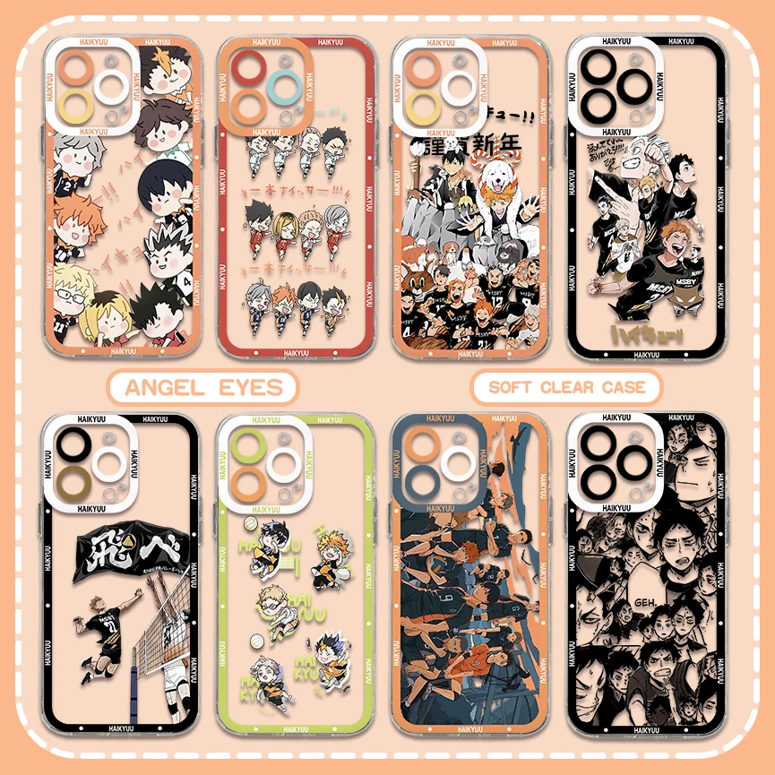 Hot-Blooded Haikyuu Anime Phone Case For iPhone 15 14 13 12 11 Mini Pro Max X XR XSMax 6S 6 7 8 Plus SE20 Transparent Cover