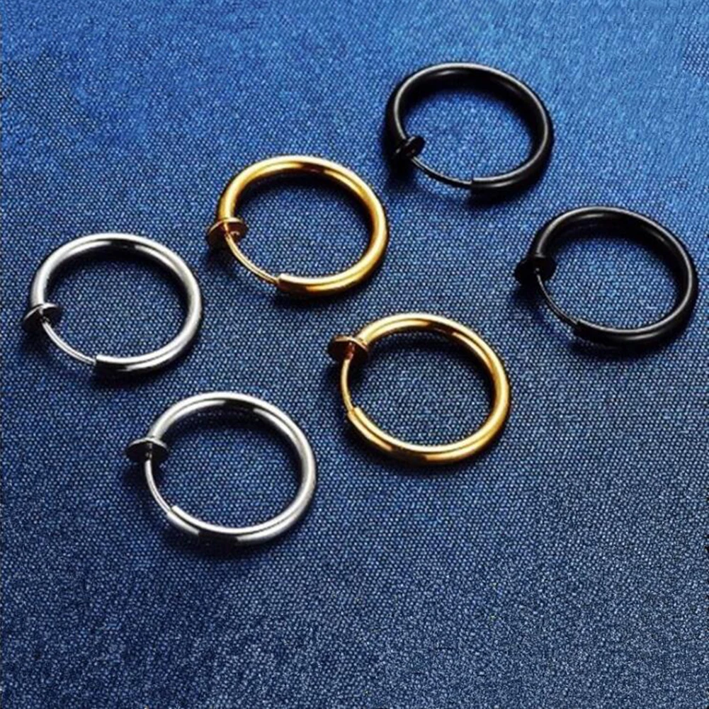 1 Piece Fashion Fake Nose Ring Goth Punk Lip Ear Nose Clip On Fake Septum Piercing Nose Ring Hoop Lip Hoop Rings Earring