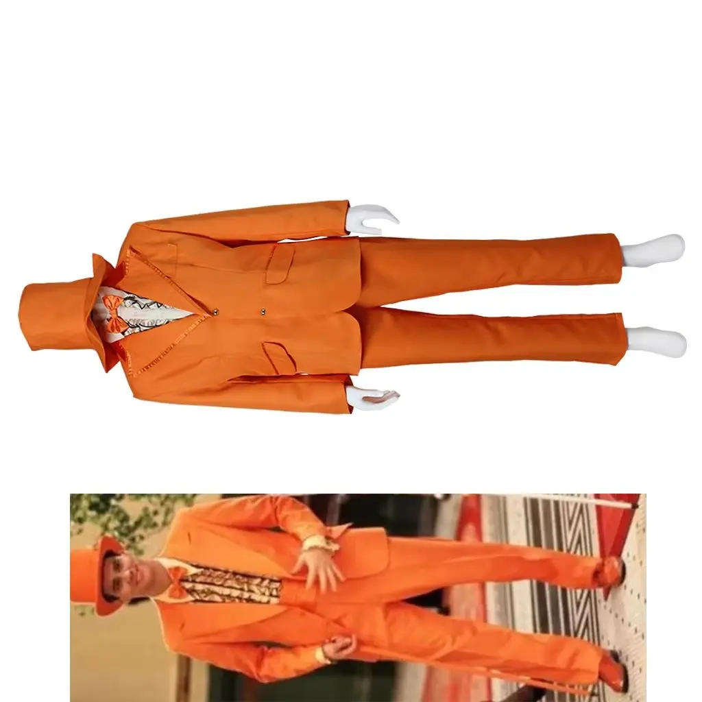

Lloyd Christmas Cosplay Orange Costume For Men Tuxedo Uniform Suit Halloween Carnival Party Gentleman Streetwear