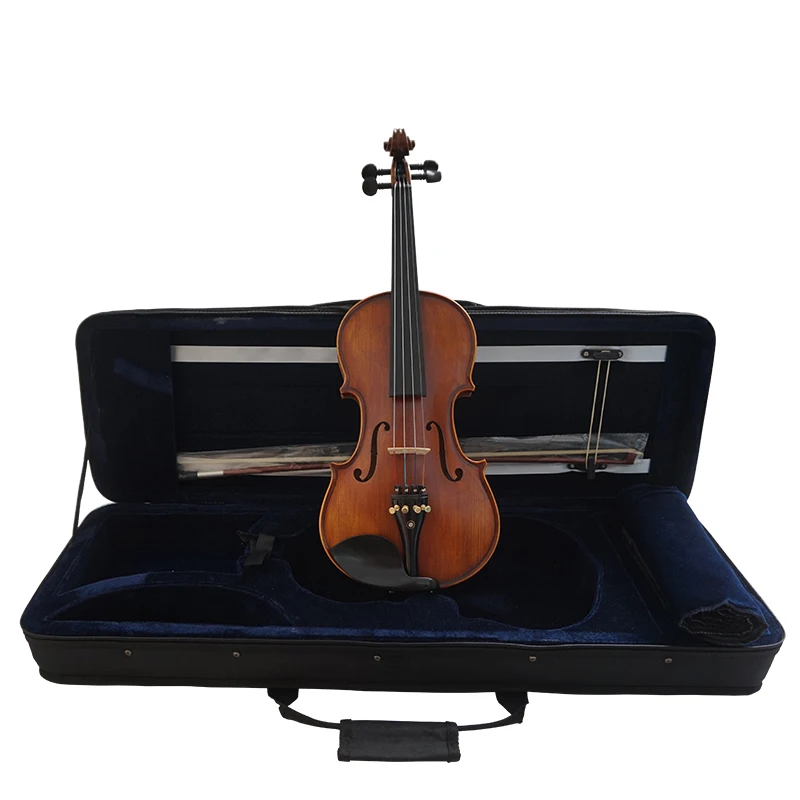 China Aiersi Sinomusik High Quality handmade stain 4/4 ebony accessories solid violin with free case