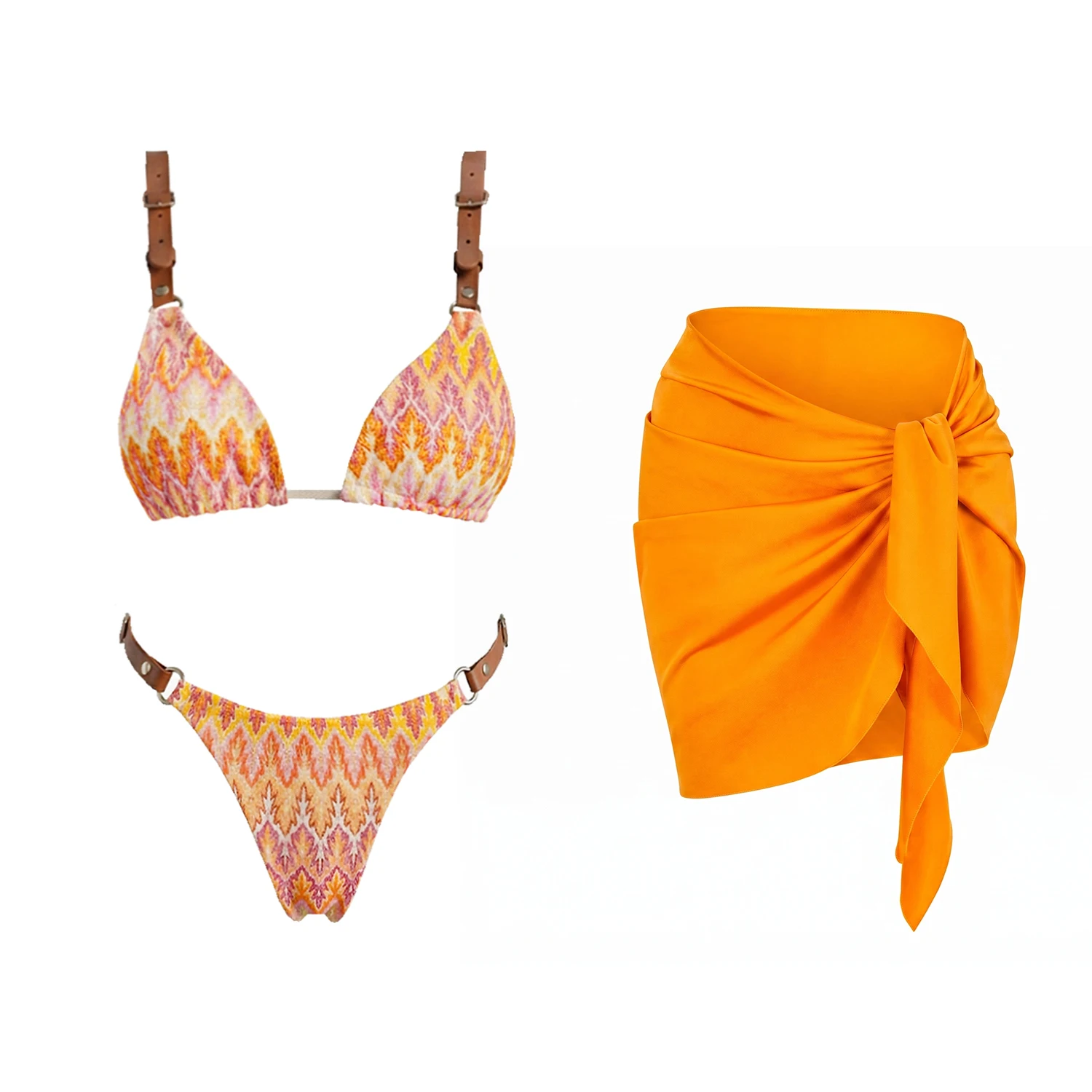 Crochet 3Pcs Sexy Bikini Women Swimsuit Female Push Up Swimwear Bandeau Biquini Micro Bikinis Swim Suit Bathingsuit Beachwear