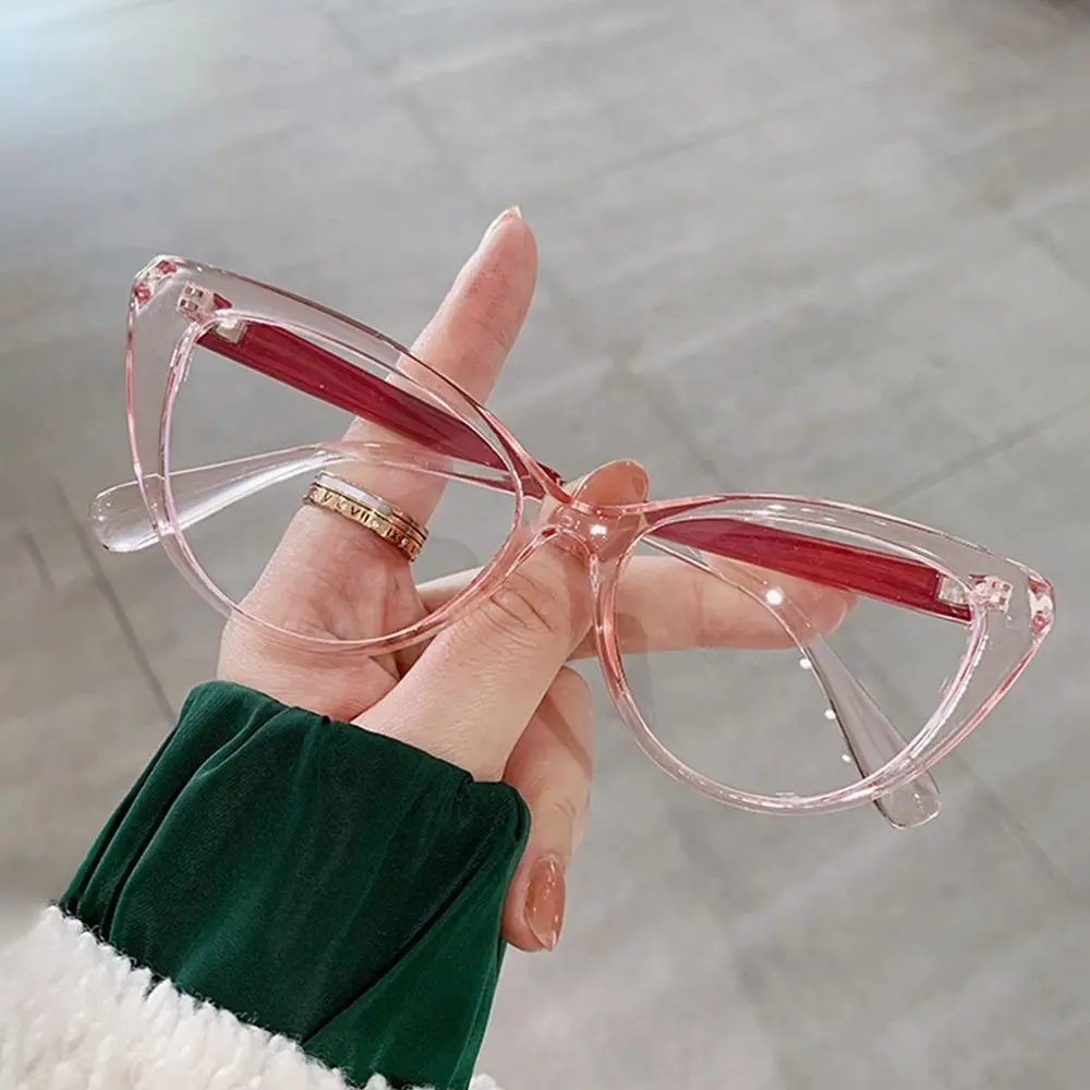 Fashion Cat Eye Design Leopard Print Women Anti-Blue Light Glasses Big Frame Transparent Lens Vision Care Computer Eyeglasses