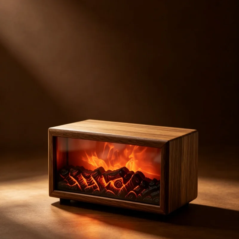 ML-FS01 Bluetooth Speaker Simulated Fireplace Flames Fireplace Bluetooth/AUX/TF Card Composite Wood PVC Leather Moving Man  Gift