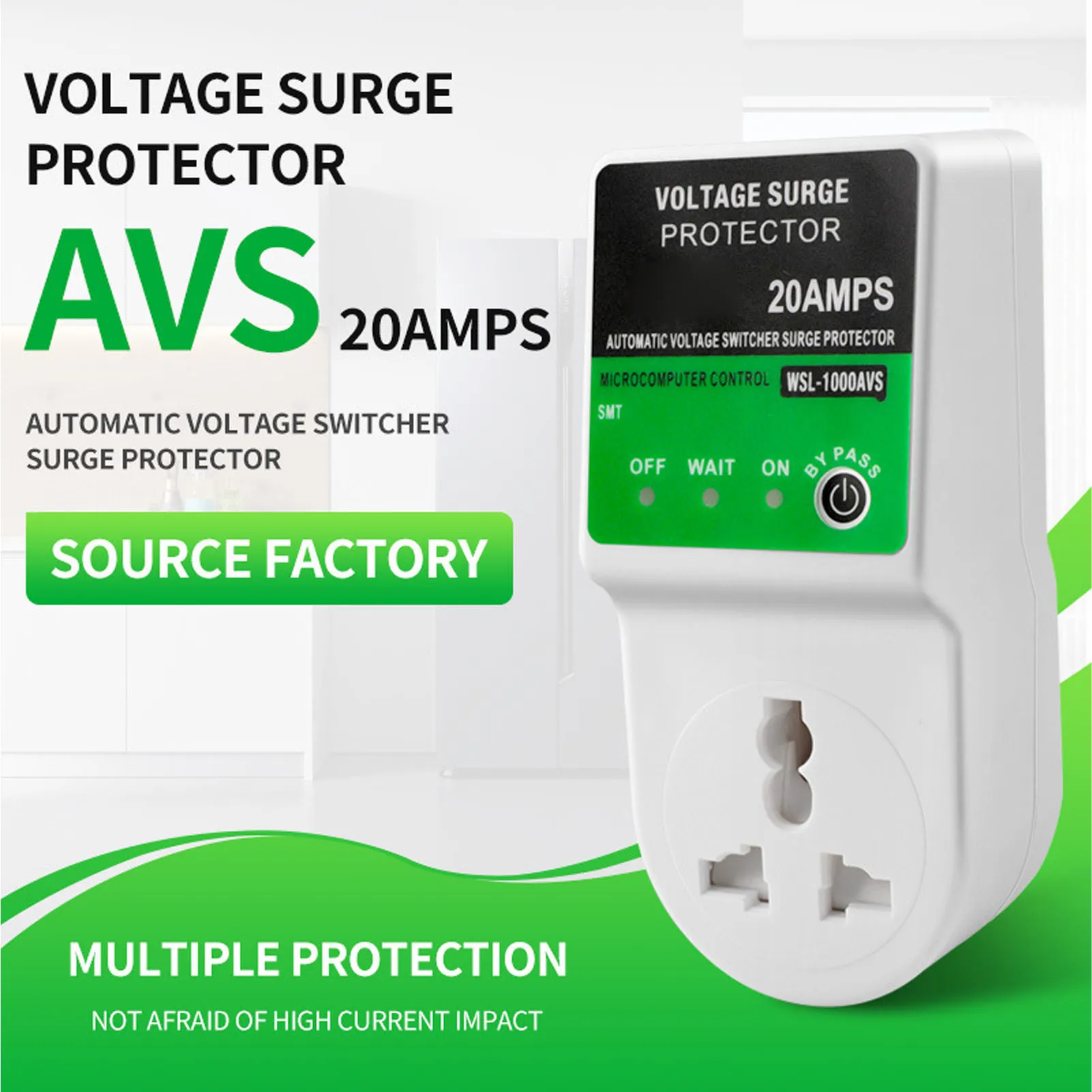 20A Voltage Protector Outlet Over Under Voltage Protective Device for Home Appliances 3 Prong Socket 3 Prong Voltage Protector