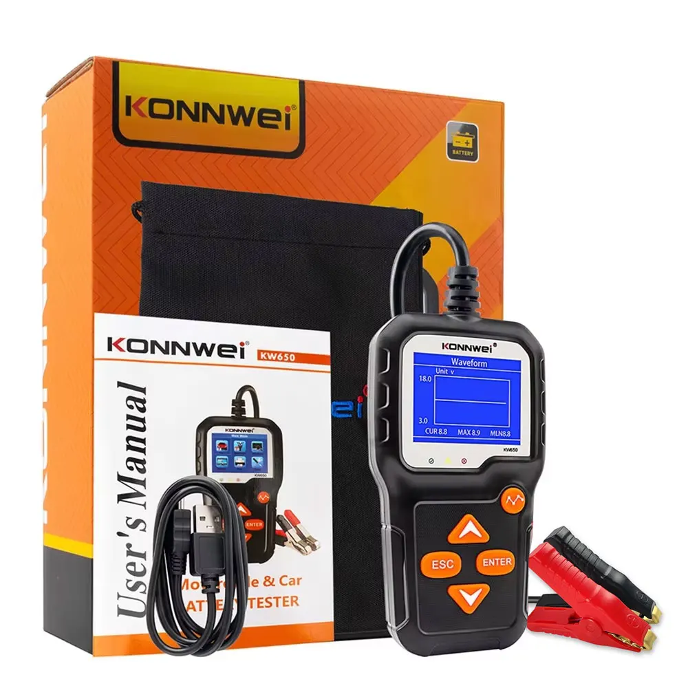 KONNWEI KW650 6V/12V カーバッテリーテスター 100-2000CCA