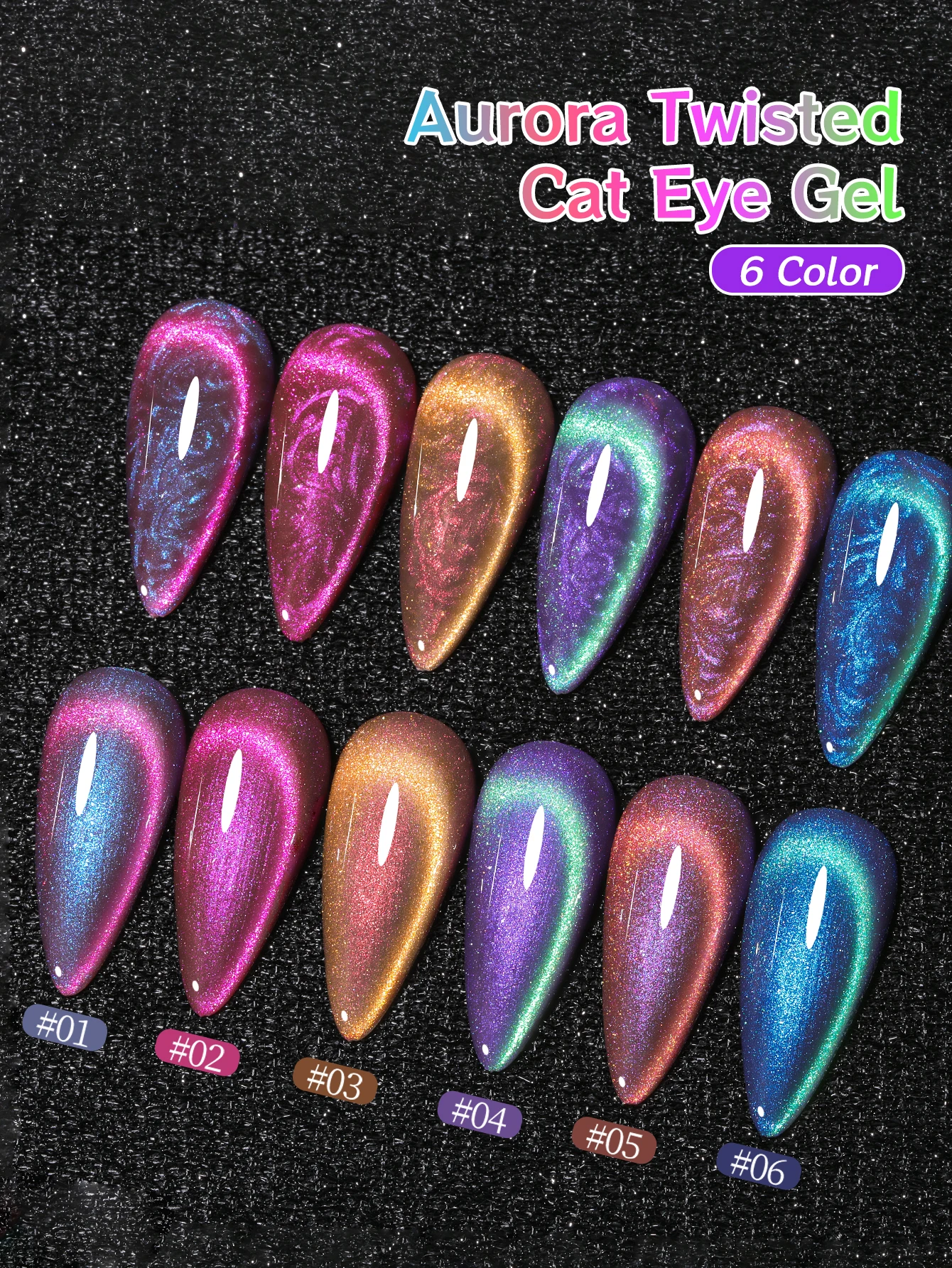 XEIJAYI 6pcs 고양이 눈 젤 네일 폴리쉬 글리터 스팽글 네일 폴리쉬 탈착식 UV 폴리쉬 네일 아트 네일 아트 디자인에 적합