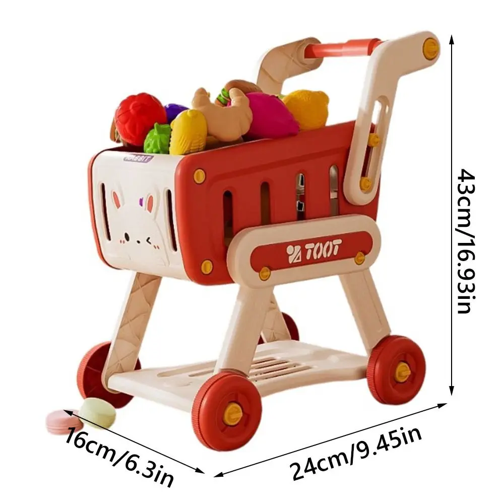 32PCS/Set Multicolor Shopping Cart Toy Fruit Snacks Supermarket Trolley Kitchen Toy Playing House Role Playing Role Playing Toy