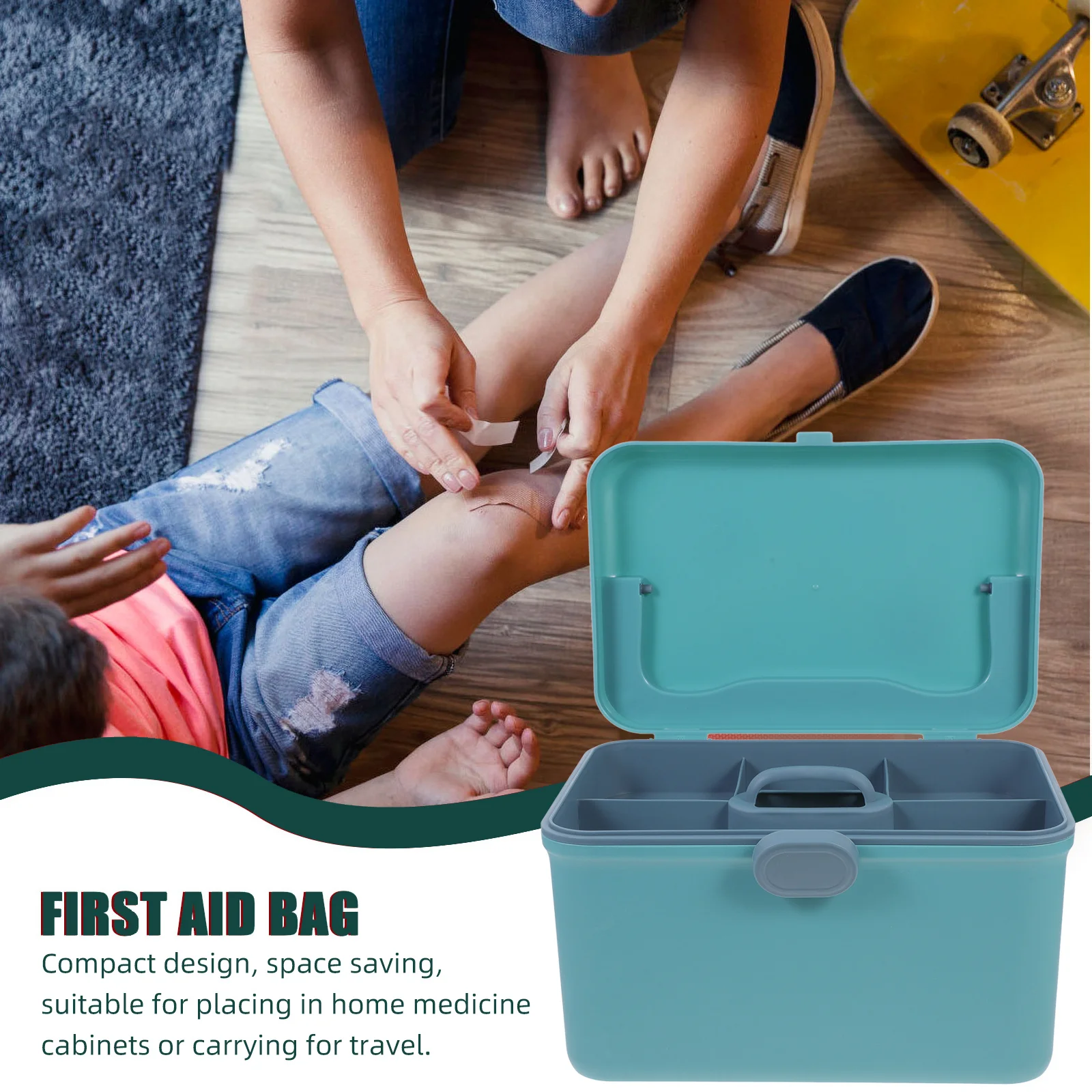 Medikamenten-Aufbewahrungsbox mit großem Fassungsvermögen und Griff, blau, kompaktes Design für Zuhause, Reisen und Camping, Medikamentenbox