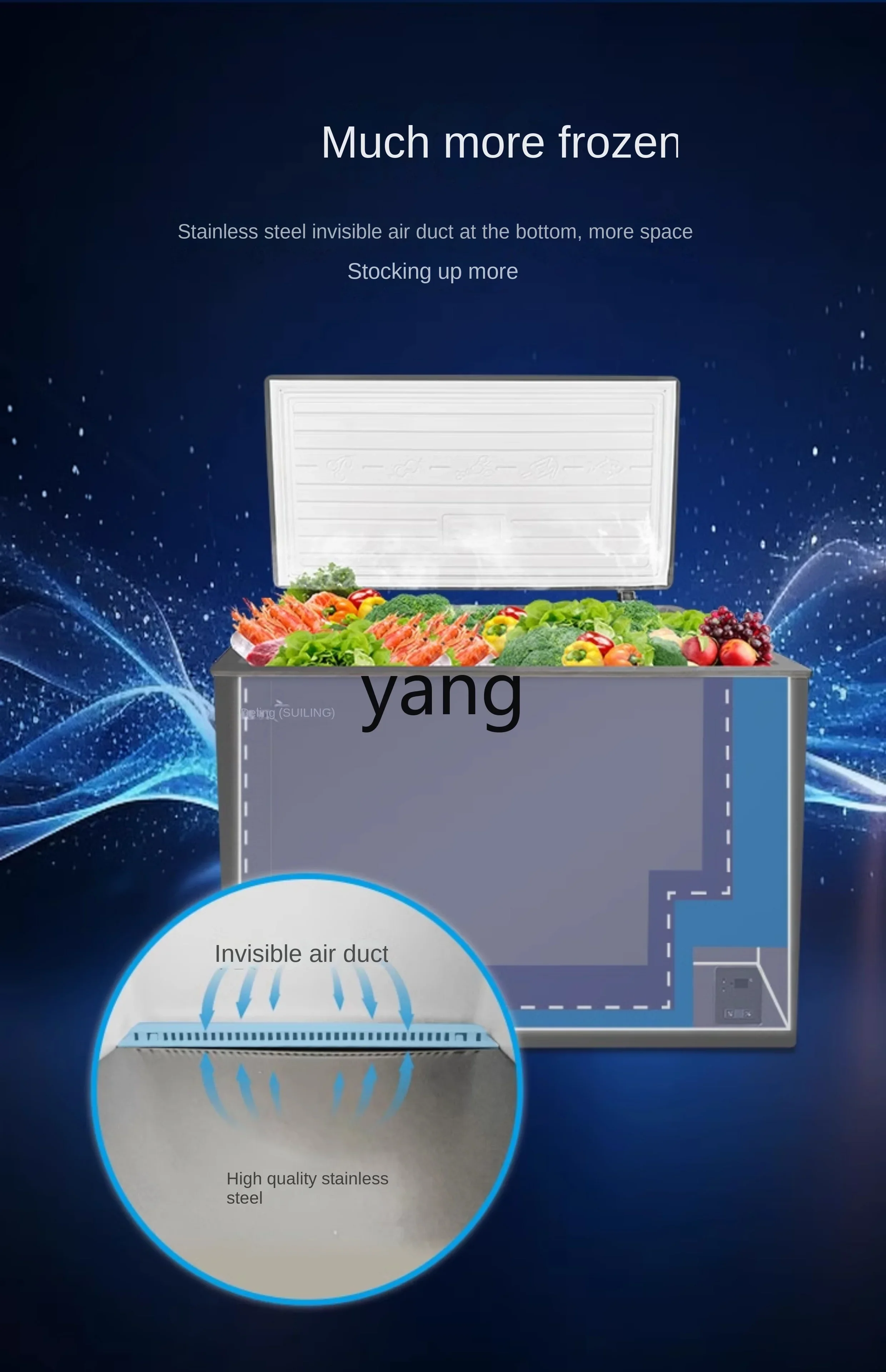 cx  Commercial Display Cabinet Household Horizontal Freeze Storage Freezer Wind