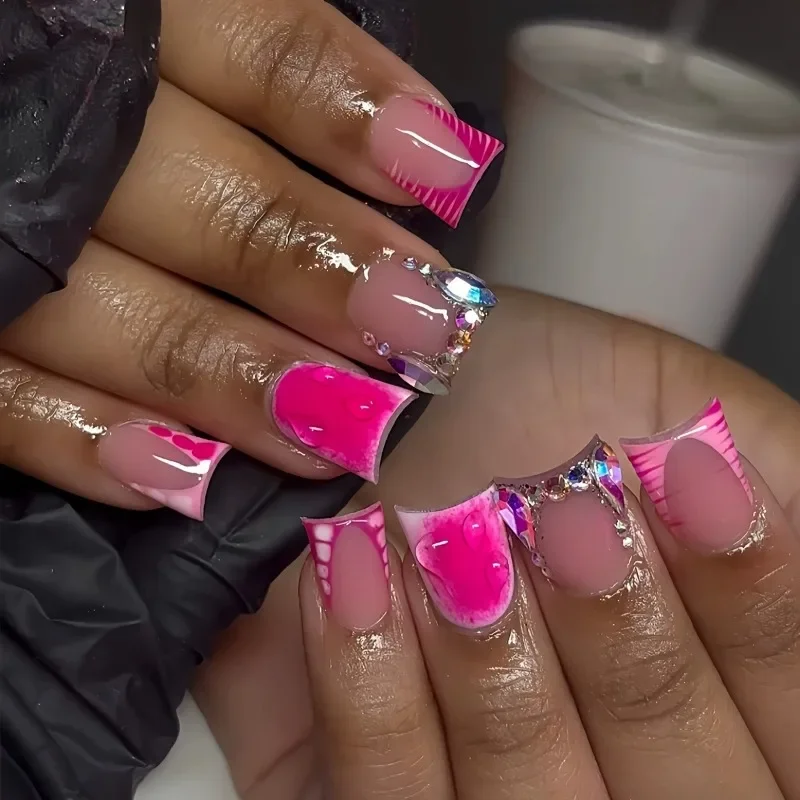 Blue French Press-On Nails 4