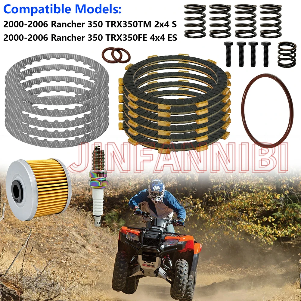 For Honda Rancher 350 TRX350FE 4x4 2000 2001 2002 2003 2004 2005 2006Clutch Friction & Steel Plates Kit