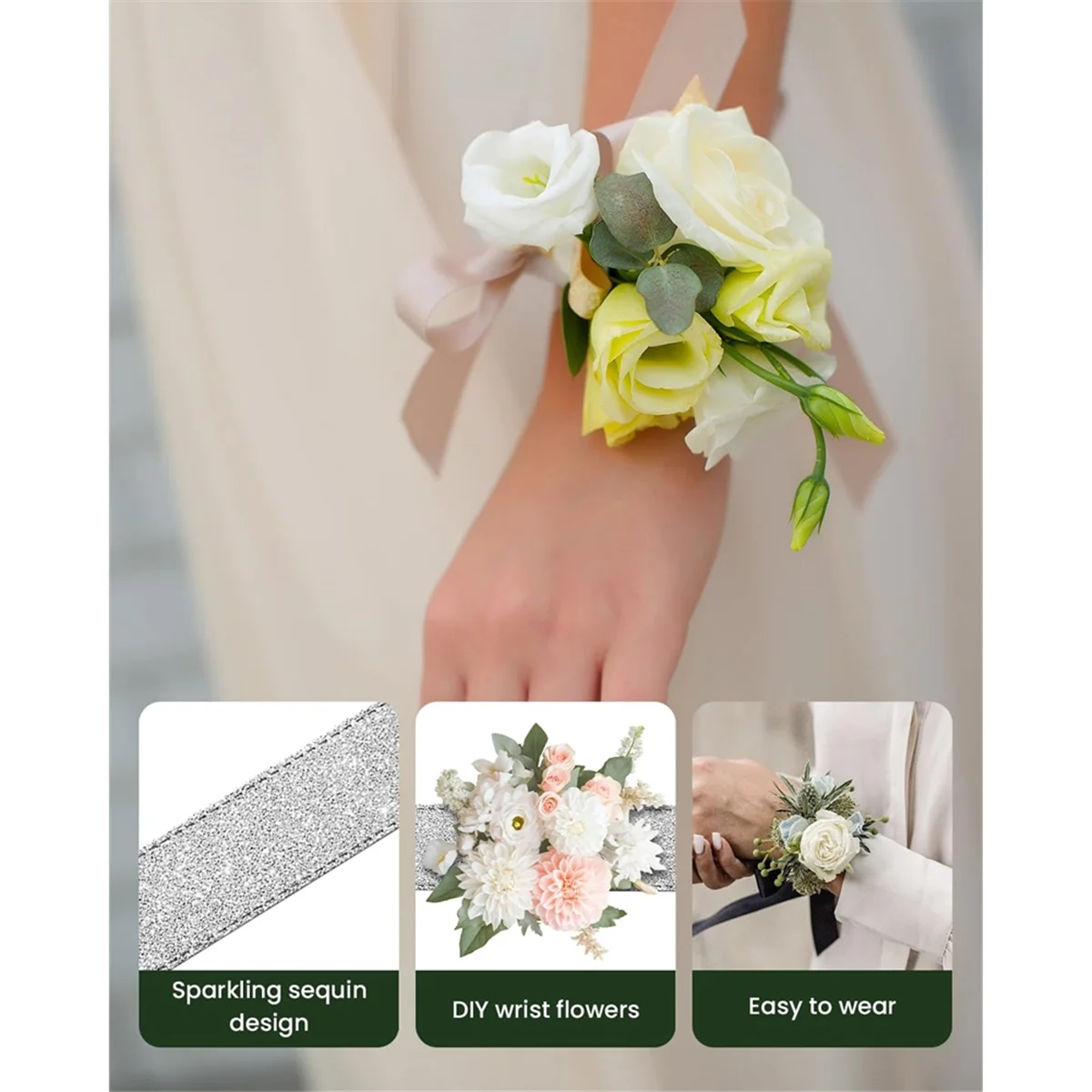 

B43C 206Pc Floral Arrangement Tool Kit with Tape and Wire,Wrist Corsage Bracelets,Boutonniere Flower Pin,for Bouquets Wedding