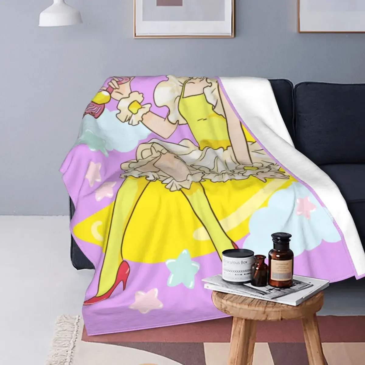 Creamy Mami Moon Magical Angel Cute Kawaii Anime Girls Flannel Blankets Funny Throw Blankets for Sofa Bedding Lounge Bedspreads