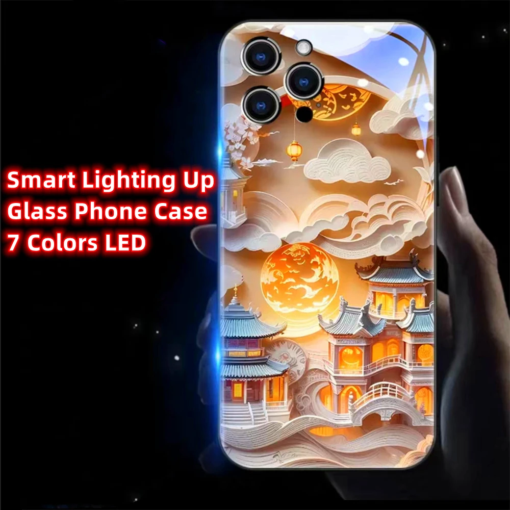 

Origami Sky Attic LED Calling Light Flash Phone Case Luminous Cover For Samsung S24 S23 S22 S21 S20 FE Note 10 20 Plus Ultra A54