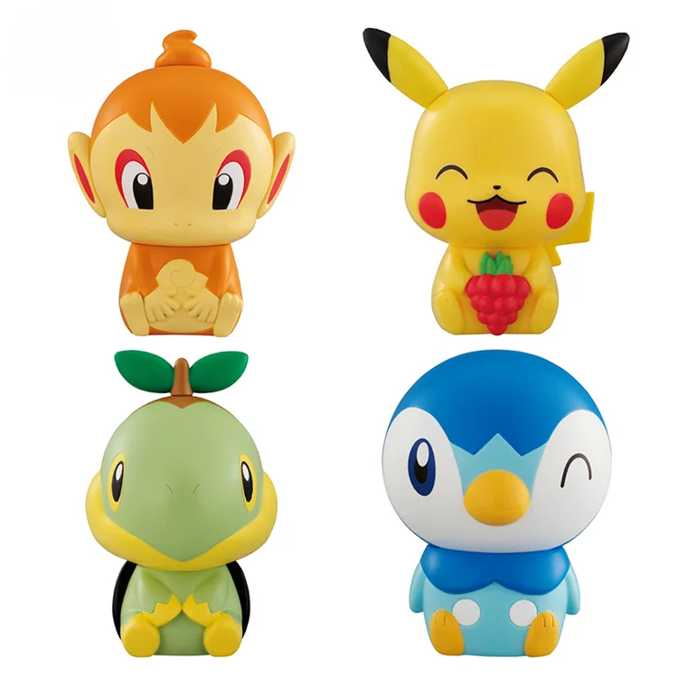 BANDAI Pokemon Action Figures Model Pikachu Chimchar Turtwig Piplup Gashapon Ornament Original Toys