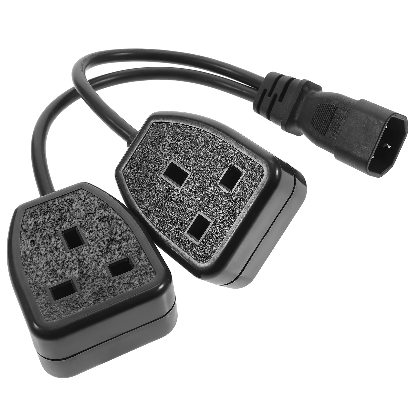 

2pcs Y Splitter Power Adapter C14 Male To Dual 3-Pin Uk Plug Extension Cord For Computer Monitor Iec Rackiec Power Cable