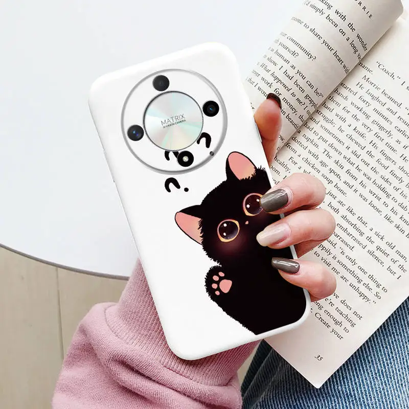 Cartoon Case For Huawei Mate 20 Lite 20 Nova 8i Honor 50 Lite Magic5 6 7 LITE 5G X9c X9A X9B Cute Balck Cat Cover Soft TPU Shell