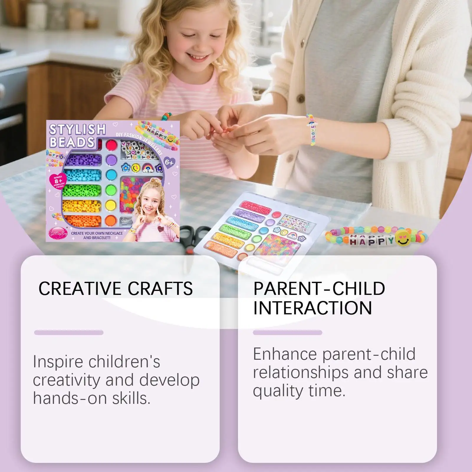 Bead Kit Bead Jewelry Bracelet Making Set For Kids Beading Toys Fun Craft Supplies For Kids Teens Adults Beginners School Travel