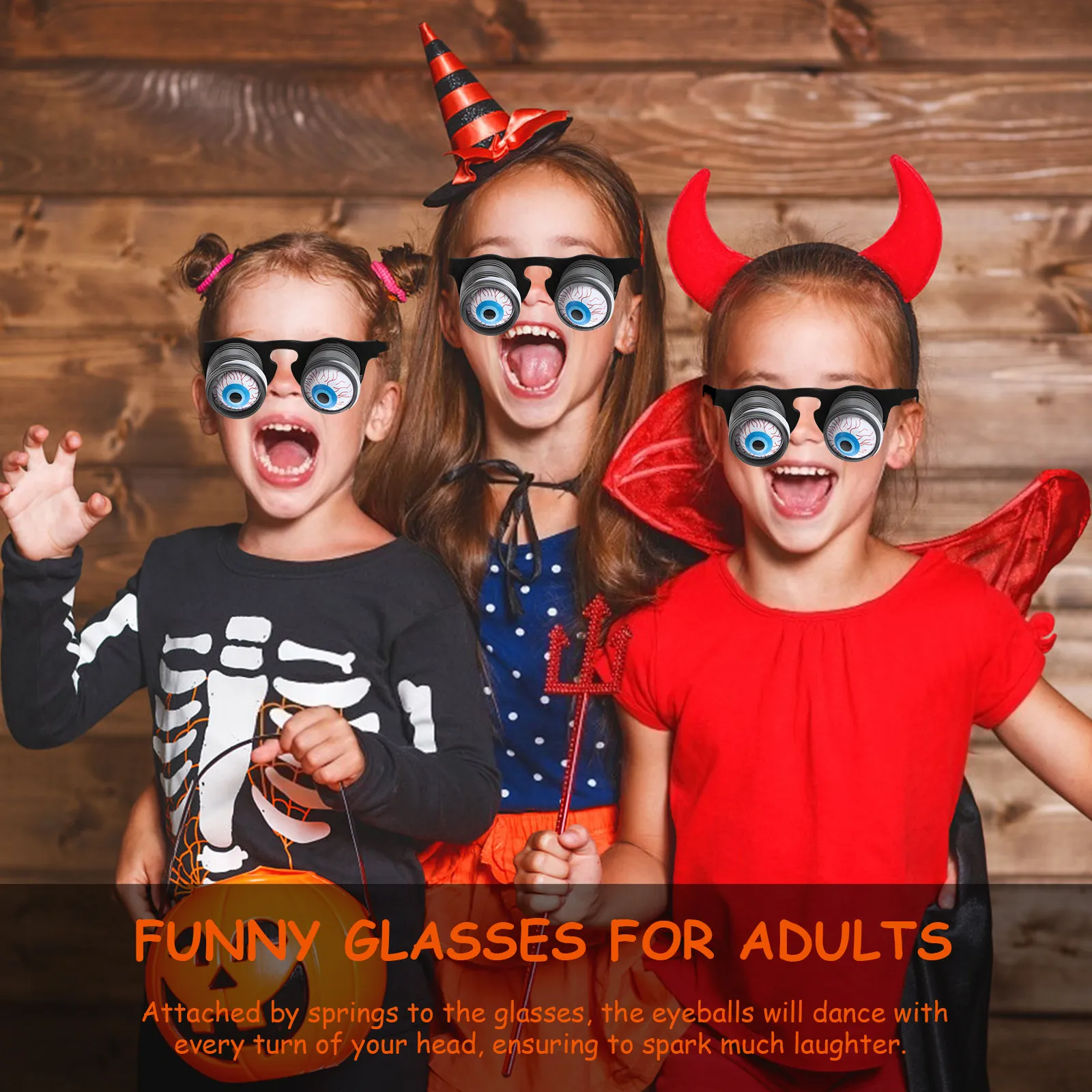 

Funny Horror Eyeglasses Bulging Eye Spring Glasses Halloween Party Costume Eyeball Glasses for Adults Kids Men
