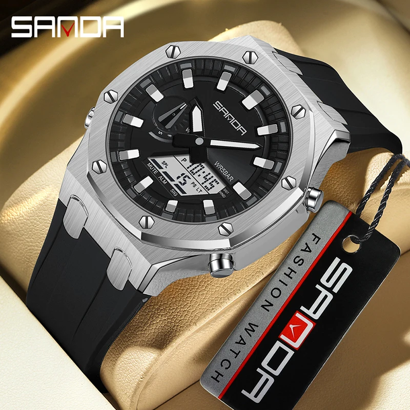 

SANDA 3309 Style Men Digital Watch Shock Military Sports Watches Waterproof Electronic Wristwatches Male Clock Relogio Masculino