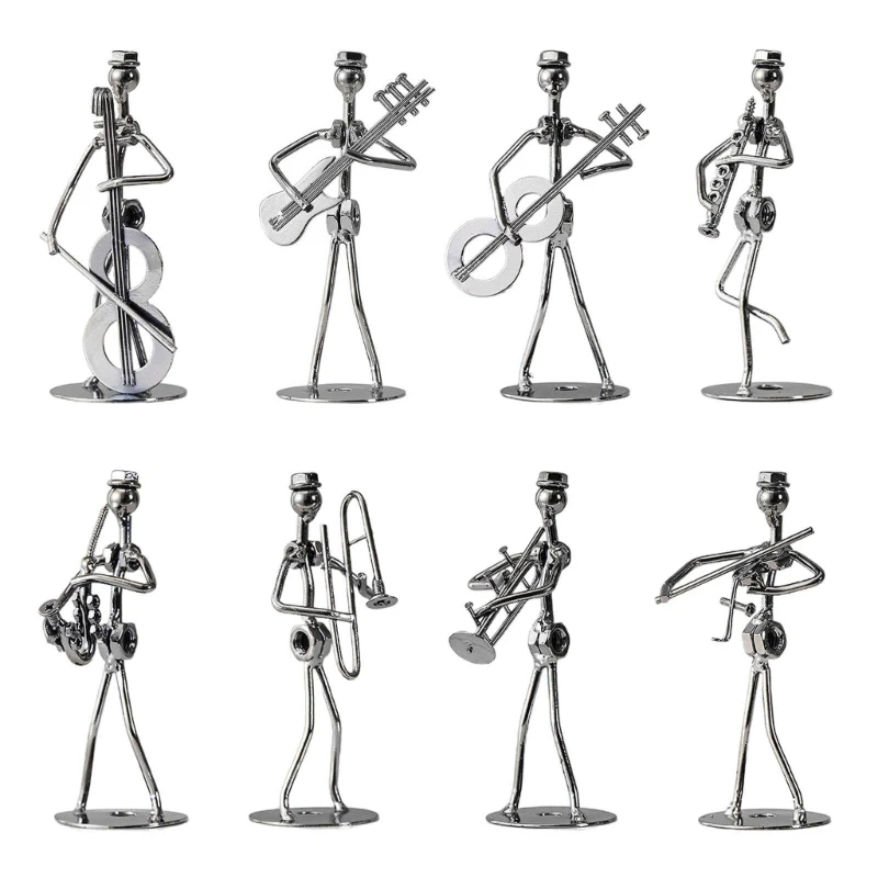 

Miniature Musician Figurine Metal Instrument Model Ornament Supplies for Home Festival Holiday New Year Decorations