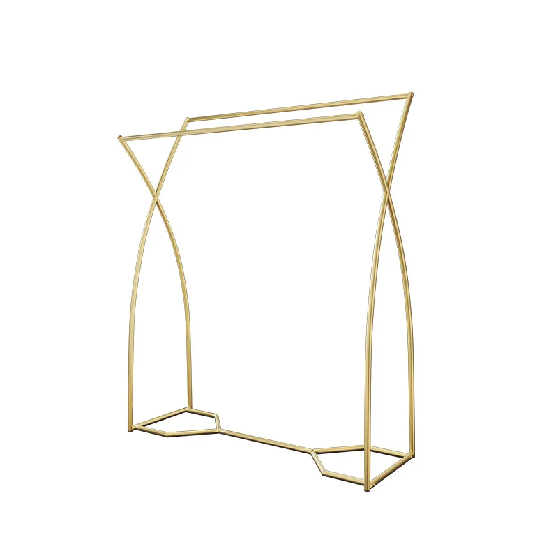 

Креативный золотой магазин одежды, двухрядная стойка для выставки товаров Nakajima от пола до потолка, круглая двусторонняя штанга для одежды