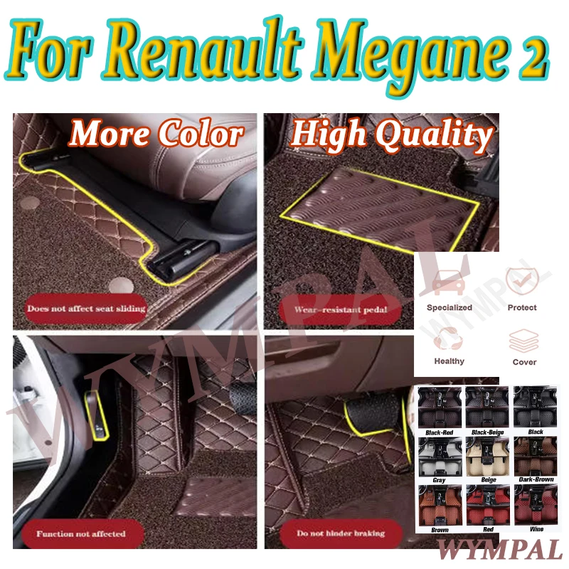 

Роскошные автомобильные коврики на заказ для Renault Megane 2 2003 2004 2005 2006, автомобильные кожаные мужские и женские автомобильные коврики с полным покрытием