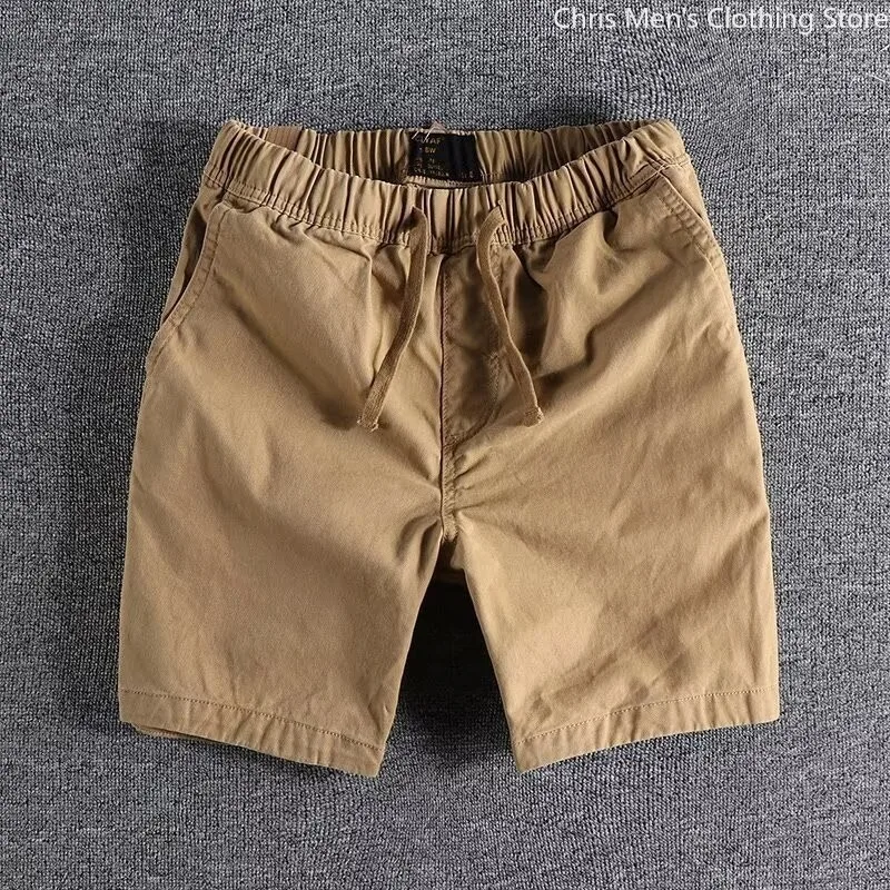 

Повседневные шорты для бега и фитнеса из чистого хлопка с эластичной резинкой на талии, мужские камуфляжные шорты для спецодежды, спортивные брюки с тремя дюйма на шнурке