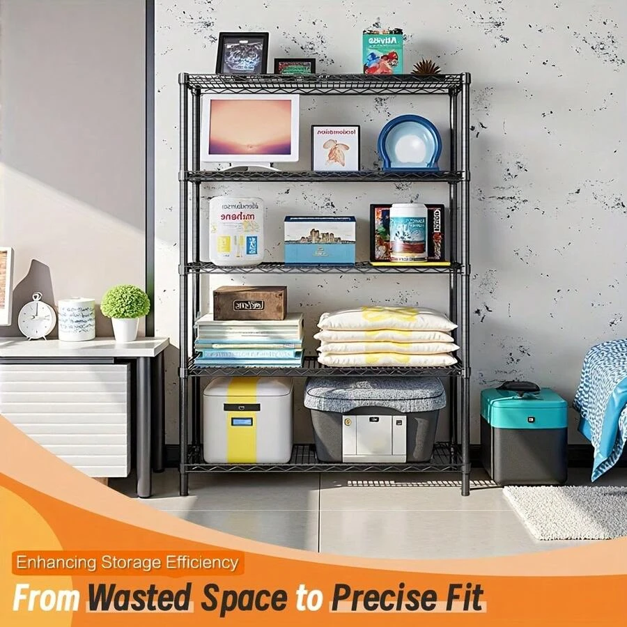 M MZG 1250 Lbs/1000 Lbs Heavy Duty Storage Shelf, NSF-Certificate Industrial Metal Steel Wire Shelving Unit For Garage, Pantry, Laundry Room & Kitchen Organization, Easy Assembly Metal Rack, Black 13.8