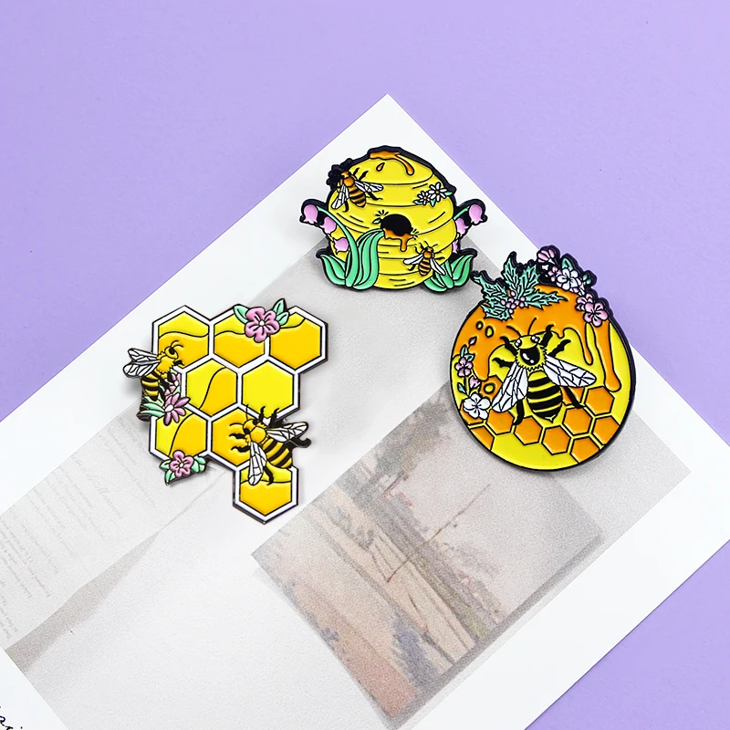 Multicolor Bird Honeybee hive Bee Brooch Pins Enamel Flying dragon lizard Plants Animals insect Lapel Brooches Jewelry Wholesale