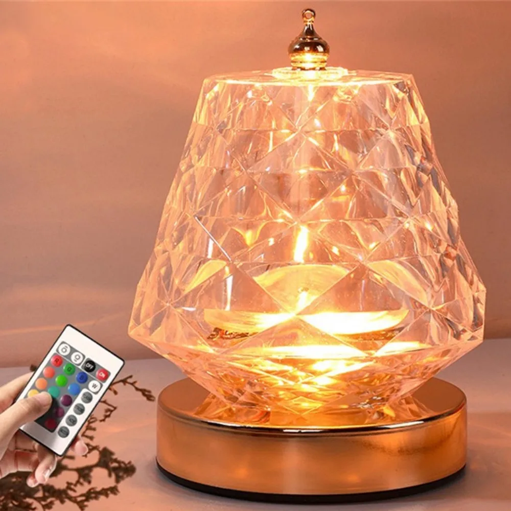 Crystal Table Lamps Rotating LED Desk Lamp Water Ripple Dynamic Projecter Lamp Romantic Diamond Atmosphere Light LED Night Light