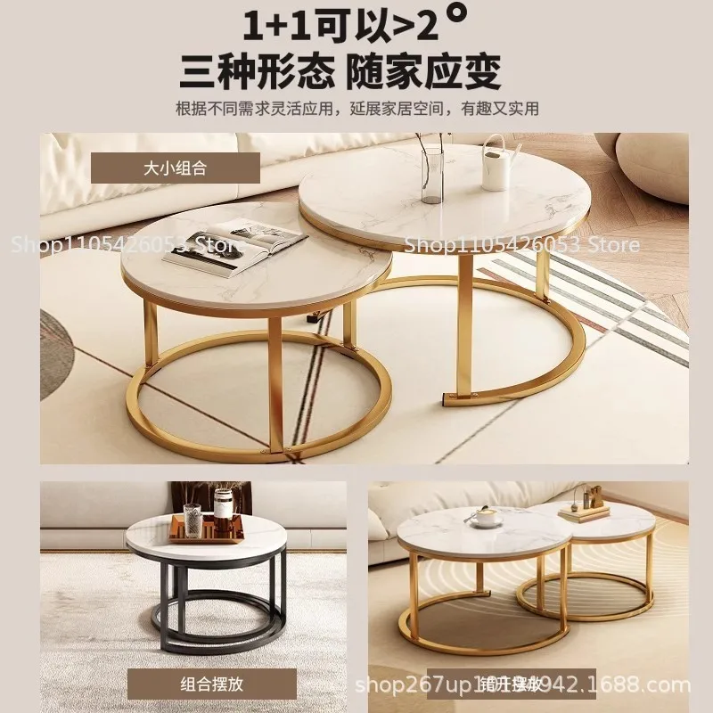 Coffee table living room household round table simple modern small apartment sofa side few creative light luxury Nordic balcony