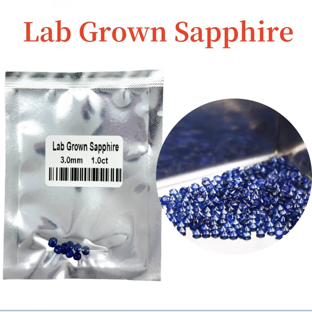 Lab Grown Sapphire Gemstone Round Shape Royal Blue Loose Gemstones Sapphire For Jewelry Making