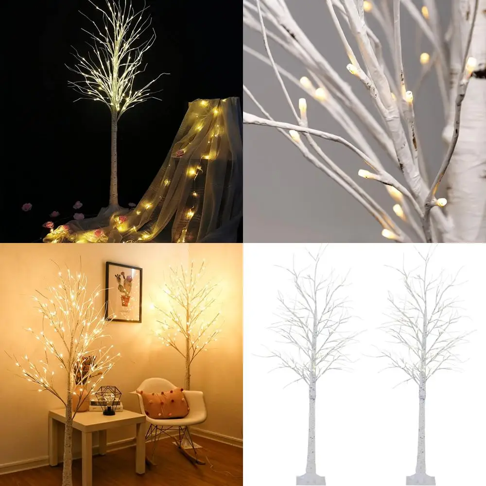 

Pair of 6-Foot 96-LED Illuminated Birch Trees for Festive Season Decor: Ideal for Thanksgiving, Weddings, Christmas, and Autumn